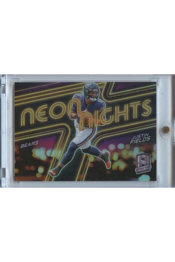 Justin Fields 2022 Spectra Neon Nights SSP CASE HIT Chicago Bears