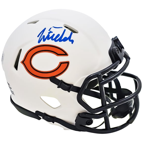 Justin Fields Autographed Chicago Bears Lunar Eclipse White Speed Mini Helmet Beckett BAS QR 220591