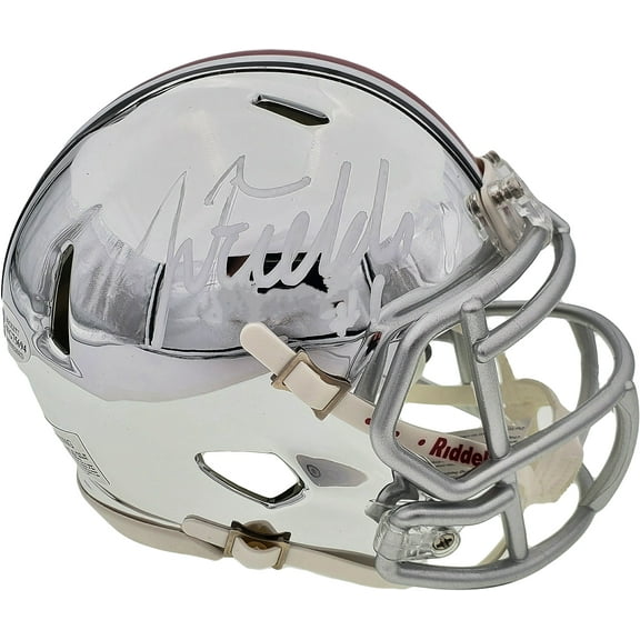 Justin Fields Autographed Ohio State Buckeyes Chrome Silver Speed Mini Helmet Beckett BAS 189798