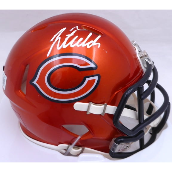 Justin Fields Autographed Orange Flash Speed Mini Helmet Chicago Bears Beckett BAS QR #W176097