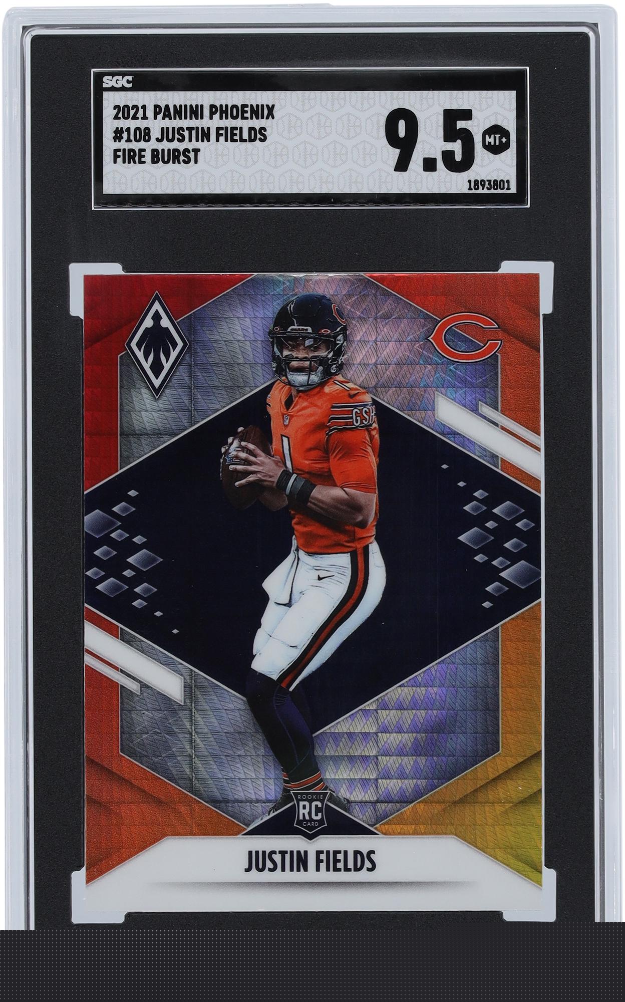 Justin Fields Chicago Bears 2021 Panini Phoenix Fire Burst #108 SGC Authenticated 9.5 Rookie Card - Fanatics Authentic Certified