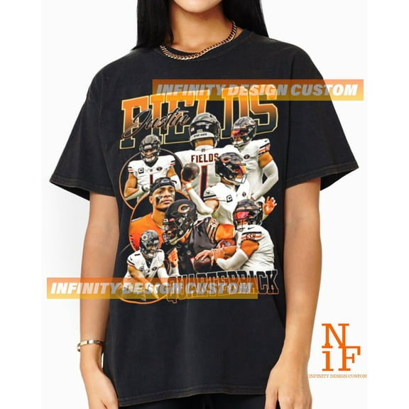 Justin Fields shirt Vintage 90s T-shirt Merchandise Bootleg Vintage Classic Graphic Tee Unisex