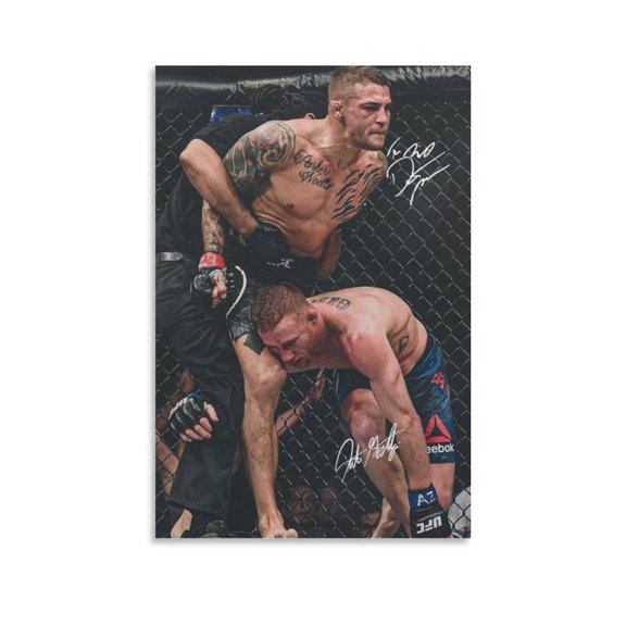 Justin Gaethje VS Dustin Poirier Match Signed Poster Picture Print Wall Art Poster Painting Canvas Posters Artworks Gift Room Aesthetic 12x18inch(30x45cm)