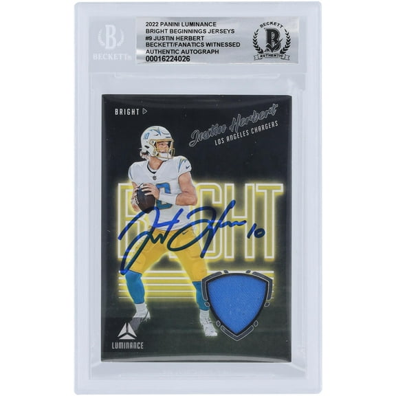 Justin Herbert Los Angeles Chargers Autographed 2022 Panini Luminance Relic #BBE-JHE Beckett Fanatics Witnessed Authenticated 10 Card - Fanatics Authentic Certified