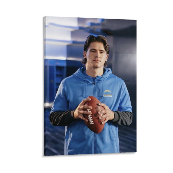 Justin Herbert Poster American Football Classic Sports Poster Room Aesthetic Poster Print Art Wall Painting Canvas Posters Gifts Modern Bedroom Decor 16x24inch(40x60cm)