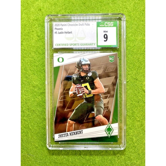 Justin Herbert ROOKIE CARD GRADED CSG 9 OREGON RC 2020 JUSTIN HERBERT Phoenix rc