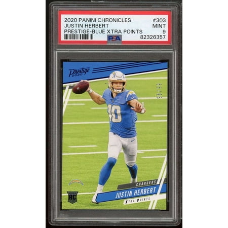 Justin Herbert Rookie 2020 Panini Chronicles Playoff Momentum Rookies #303 PSA 9