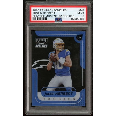 Justin Herbert Rookie 2020 Panini Chronicles Playoff Momentum Rookies #M3 PSA 9