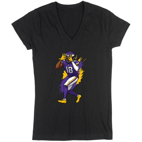 Justin Jefferson Griddy Minnesota LADIES V-NECK Shirt T-Shirt