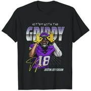 WOODCHILL Justin Jefferson Kids, Funny Hit'em With The Griddy T-shirt, Unisex Cotton T-shirt