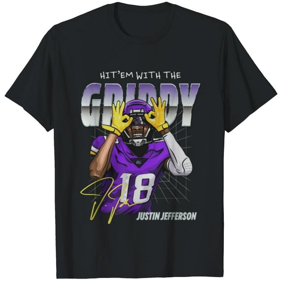 Justin Jefferson Kids, Funny Hit'em With The Griddy T-shirt, Unisex Cotton T-shirt