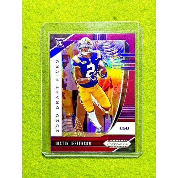 Justin Jefferson PURPLE PRIZM ROOKIE CARD JERSEY #2 LSU RC 2020 Prizm Draft Pick