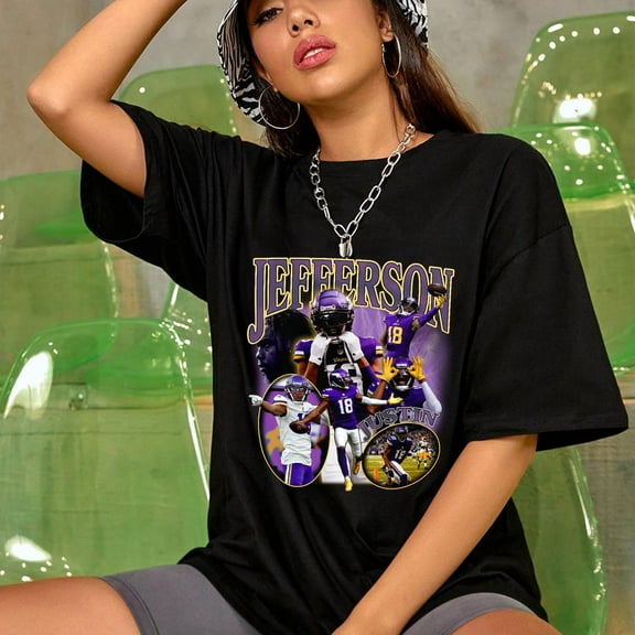 Justin Jefferson Shirt, Football American Graphic Vintage, Football 90s Inspired Gift Fan Unisex Shirt
