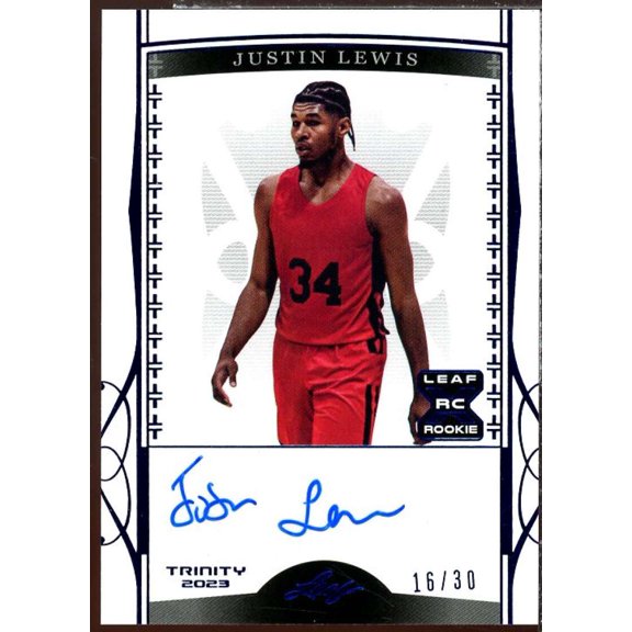 Justin Lewis AU Rookie Card 2023 Leaf Trinity #BA-JL2