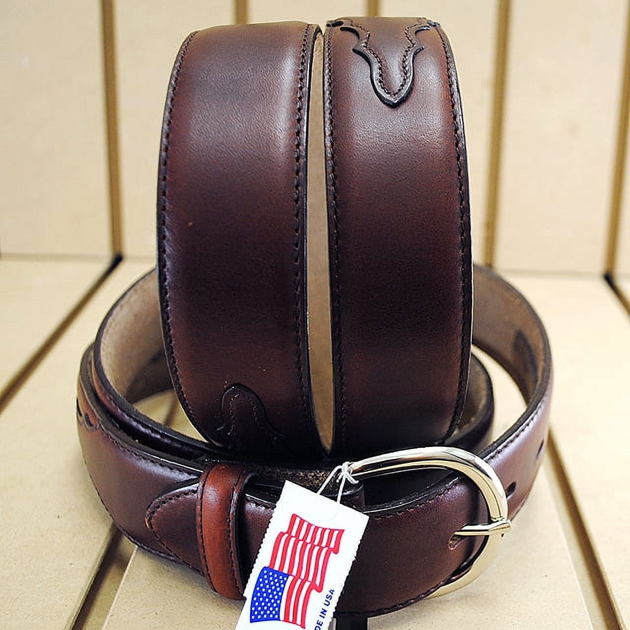 Men'S Honey Original Leather Western Style Belt main image 0