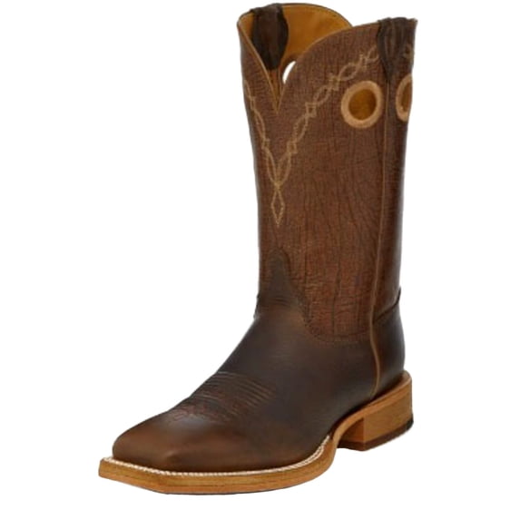 Justin Men's Grizzly Western Boot Broad Square Toe Brown 10 D(M) US