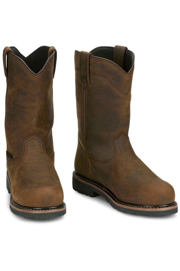 Men's Pulley 10" Whiskey (Brown) Waterproof Met Guard Nano Composite Toe Electrical Hazard Heat Resisting Work Mid-Calf Boots, Size 6.5 (D) - SE4630