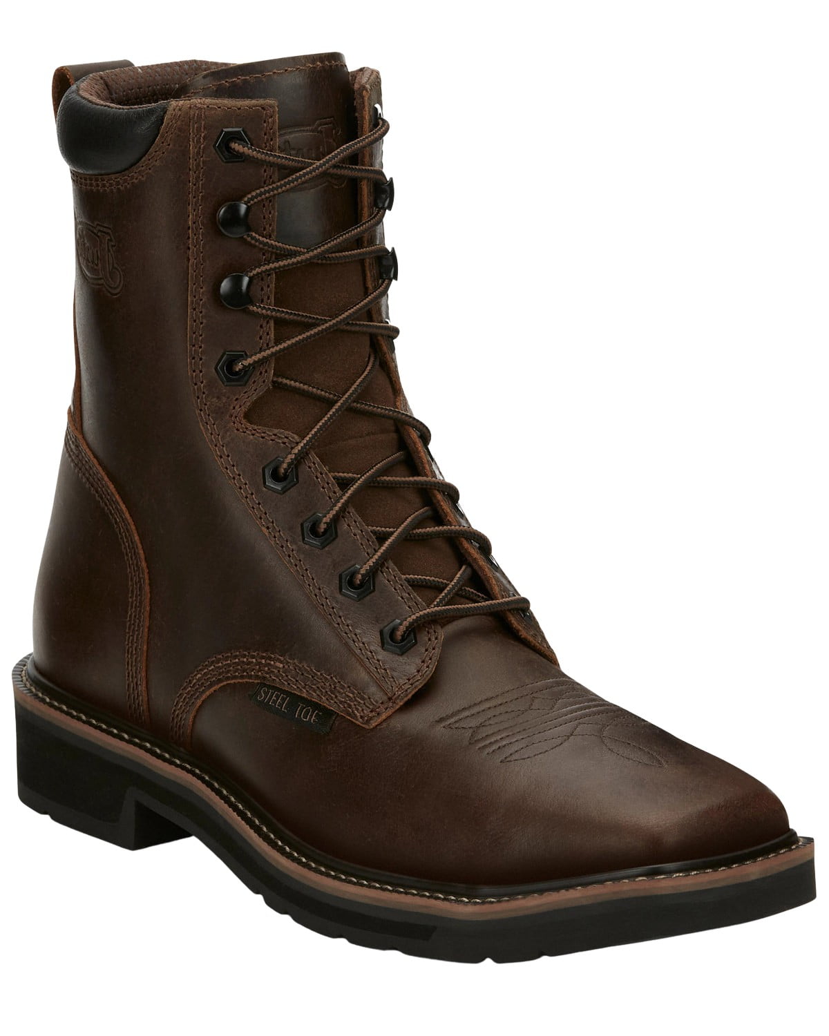 Justin Men s Pulley Lace Up Work Boot Steel Toe Brown 11.5 D M US Walmart