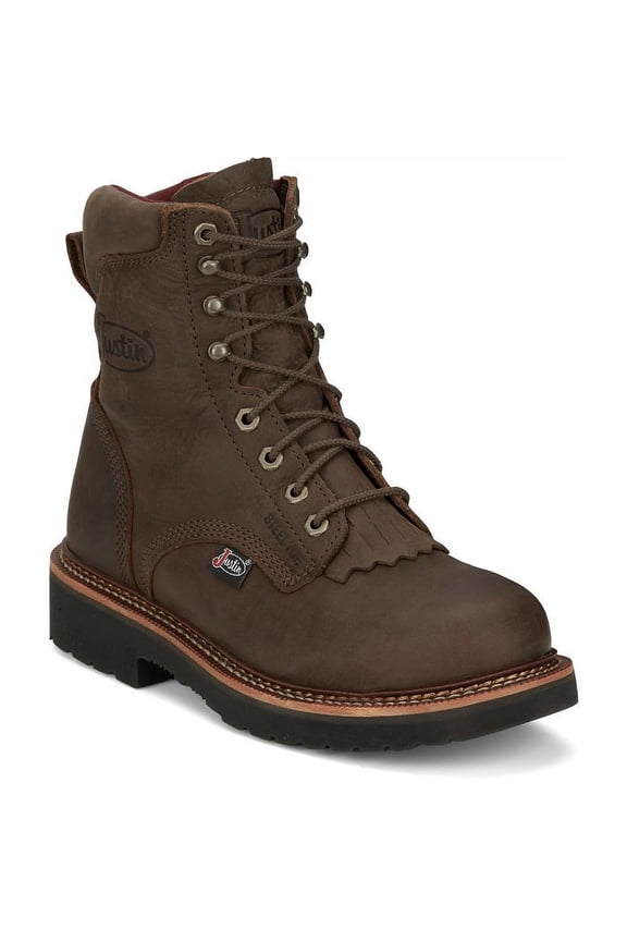 Men's Rivot 8" Steel Toe Electrical Hazard Slip-Resisting Lace-Up Work Boots, Brown, Size 9 (EE) - OW441