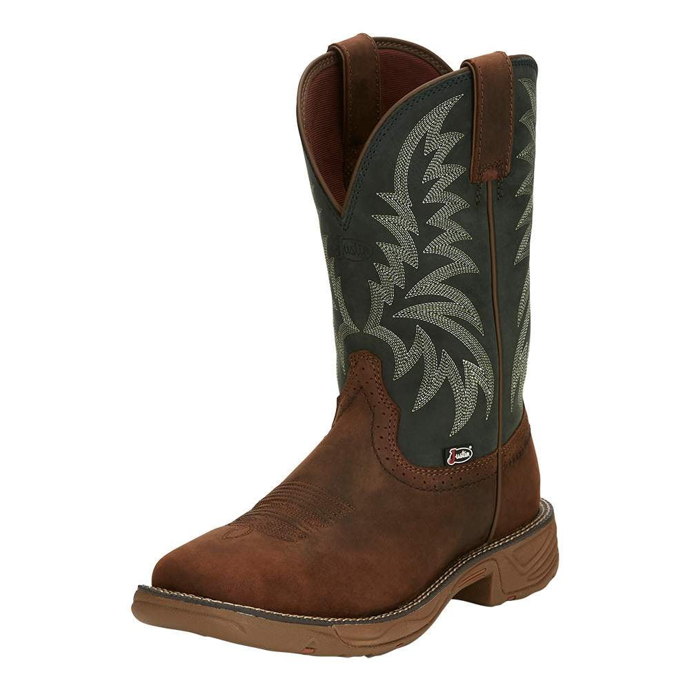Justin Men's Rush Western Boot Broad Square Toe Tan 7.5 D(M) US 並行輸入品 Justin Men\u0027s Rush Tan Composite Toe Waterproof Work Boot WK4338