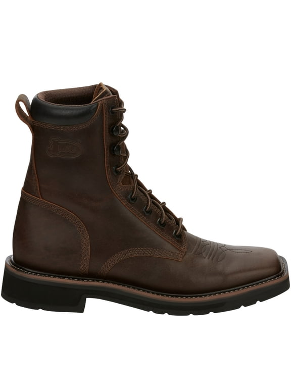 Men's Stampede Lace-Up Work Boot Soft Toe Brown 10 EE US