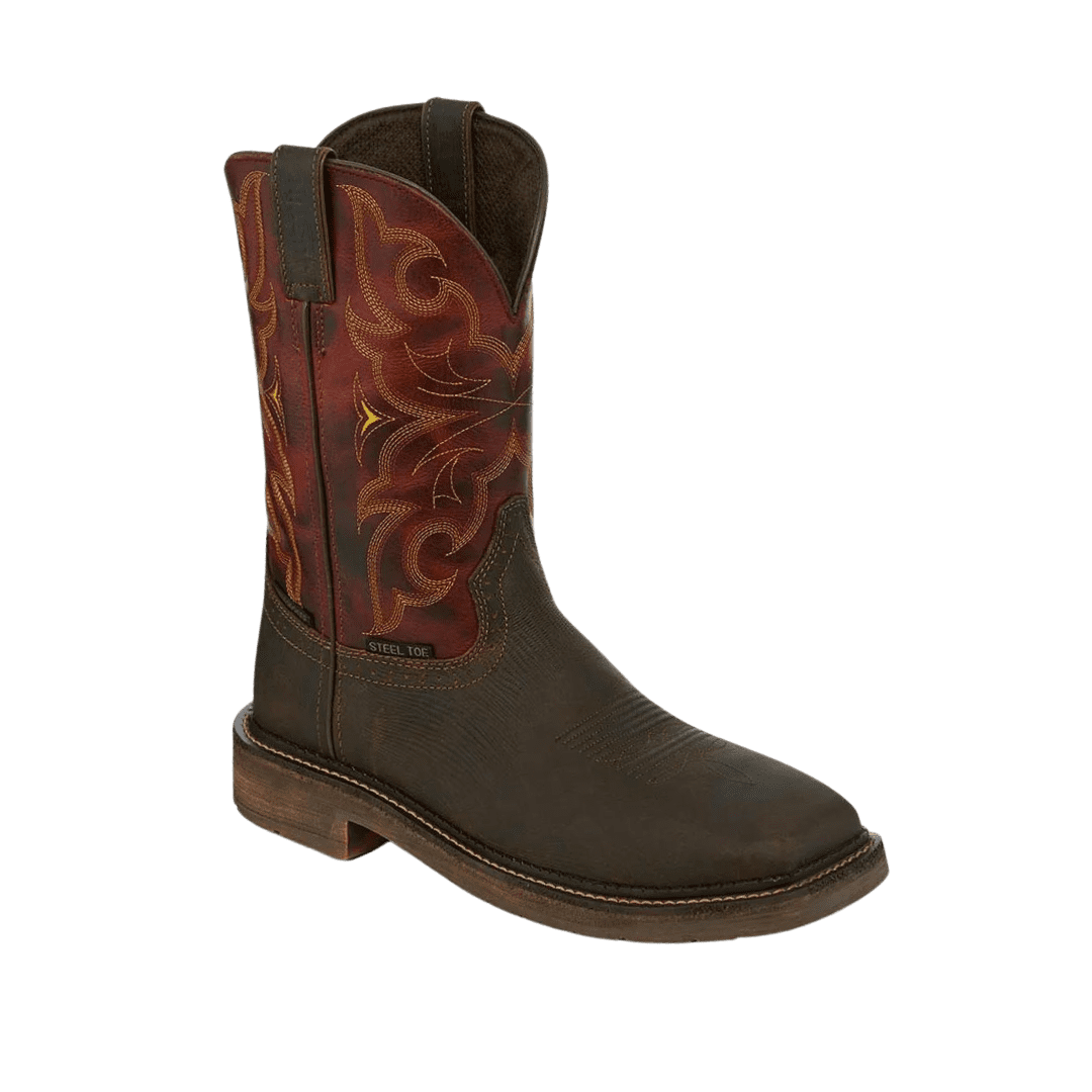 Justin Men's Steel Toe Dark Brown Waterproof Work Boot