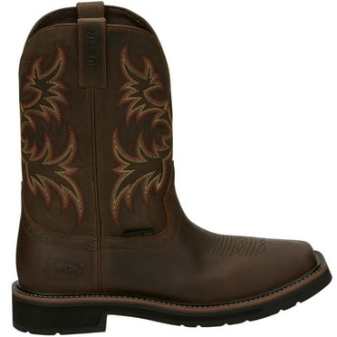 Justin Original Work Boots Men's Stampede Steel Toe Square Toe Work Boot ONE SIZE RUGGED TAN