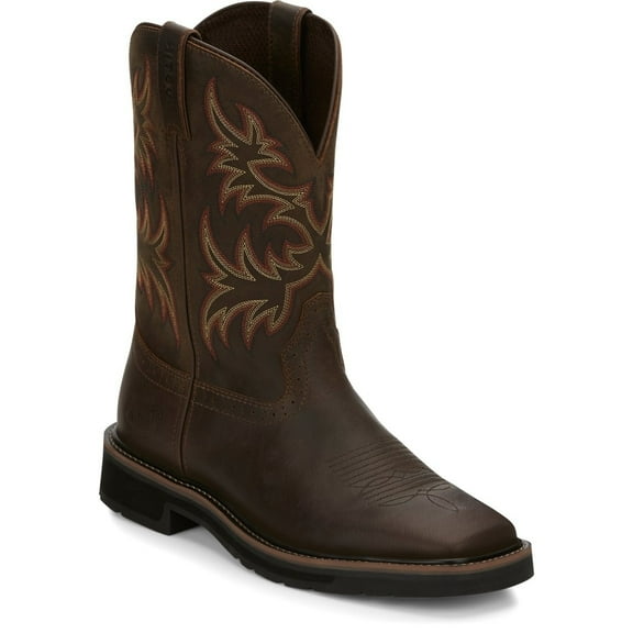 Justin Original Work Mens Stampede Rugged Tan Cowhide Work Boots ONE SIZE TAN