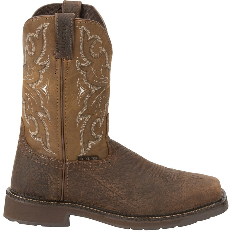 Justin Men's Amarillo Cactus Western Work Boot Steel Toe Brown