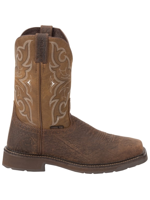Men's Amarillo Cactus Western Work Boot Steel Toe Brown 13 D(M) US
