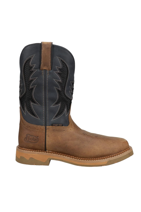 Boots Men`s Justin Stampede Bolt Peanut Tan 11In Top Composite Square Toe Work Boot Tan 13 D