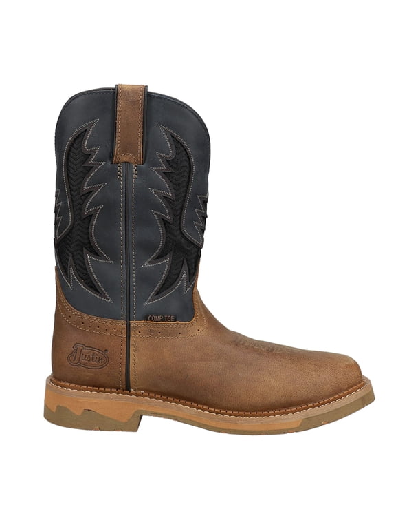 Boots Men`s Justin Stampede Bolt Peanut Tan 11In Top Composite Square Toe Work Boot Tan 10.5 D