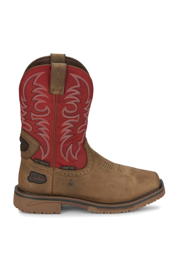 Men's Broncy Waterproof Western Work Boot Composite Toe Brown 9 D(M) US