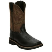 Justin Mens Driller Western Work Boot Composite Toe Black 11 DM US