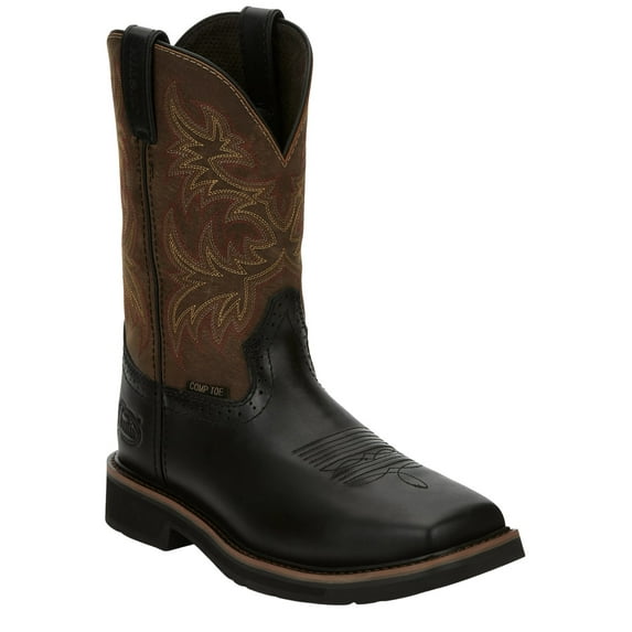 Justin Men's Driller Western Work Boot Composite Toe Black 9 D(M) US