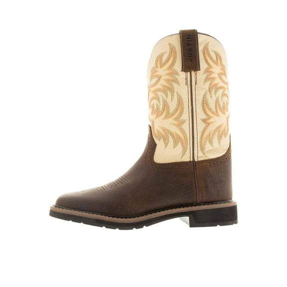 Justin Men's Driller Western Work Boot Soft Toe Tan 7.5 D(M) US