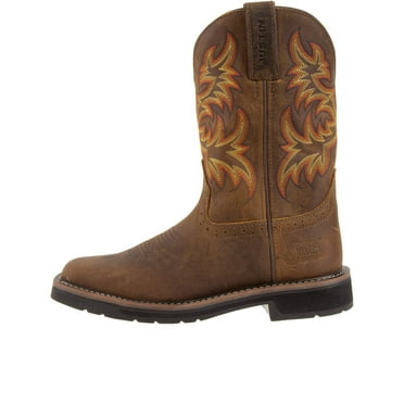 Justin Men's Driller Western Work Boot Soft Toe Tan 8.5 D(M) US