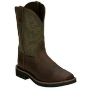 Justin Mens Driller Western Work Boot Steel Toe Dark Brown 9 DM US