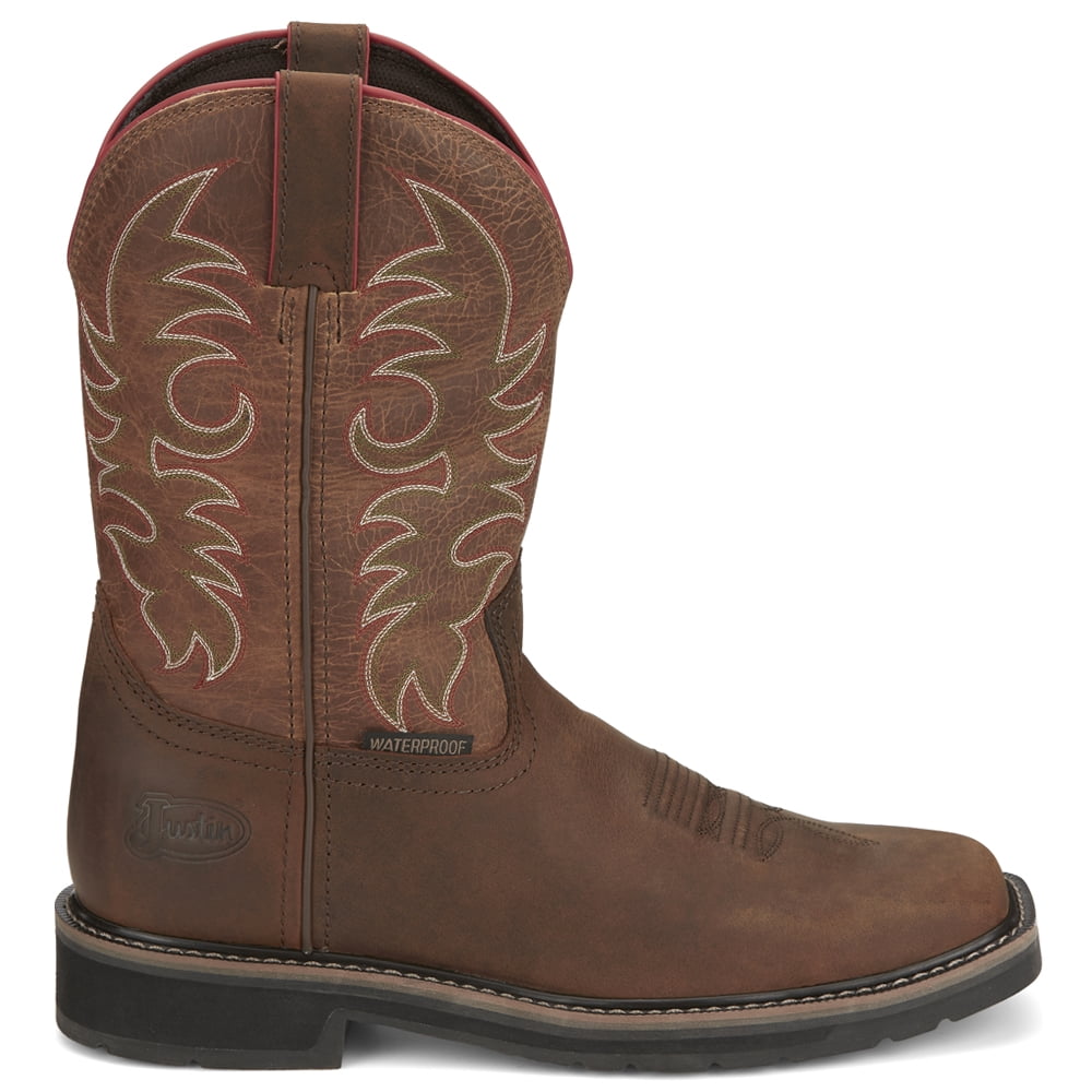Justin Original Men’s Driller Pull-On Work Boots – Square Toe, Water Buffalo Leather, Electrical Hazard Safe - View #3