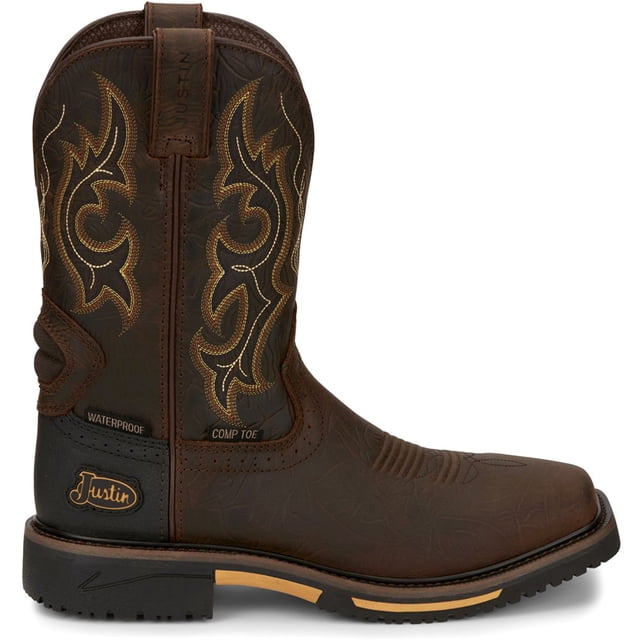 Justin Original Work Men's Boots - Se4683 Model - Wide Square Toe Leather Work Boots - 11 Inch Top