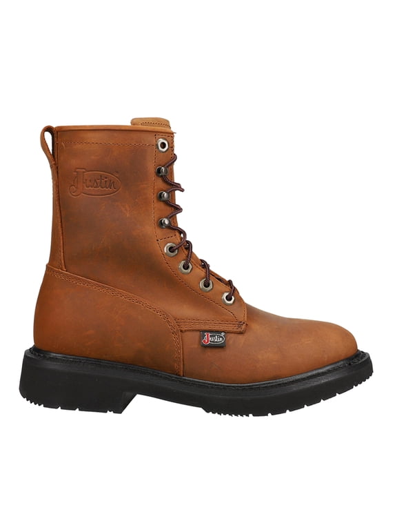 Men's Livestock 8" Lace-Up Round Toe Electrical Hazard Oil and Slip-Resisting Work Boots, Brown, Size 8 (D) - OW760