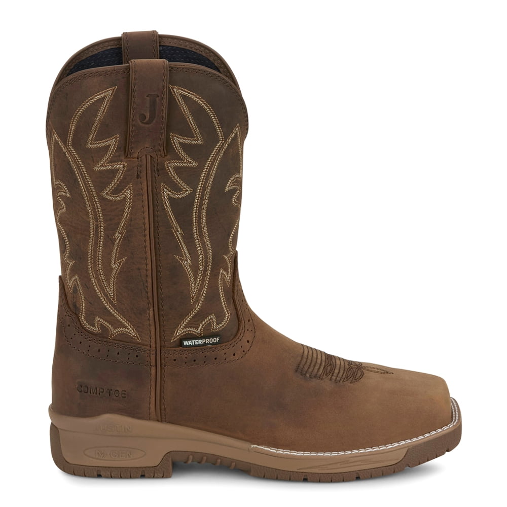 Justin Original Workboots Mens Nitread 11 Inch Waterproof Soft Toe Work ...
