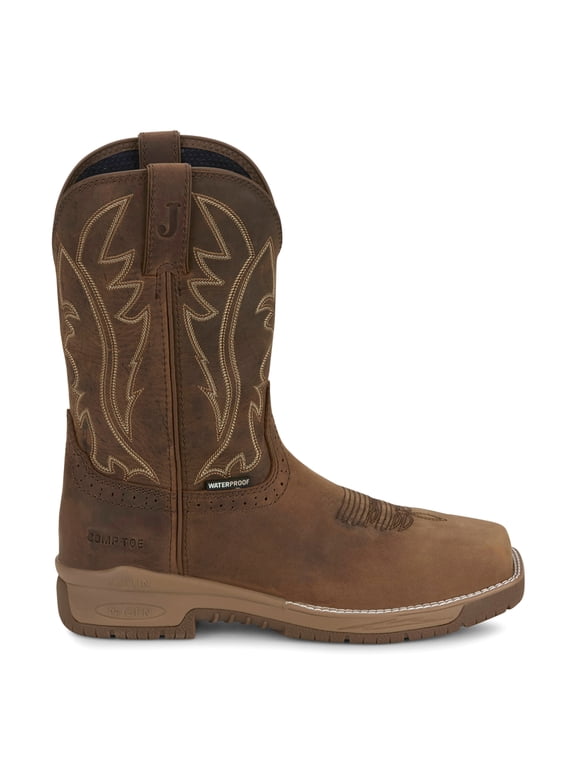 Boot Company Men`s Justin Commander 11In Nano Comp Toe Work Boot Brown 8.5 D