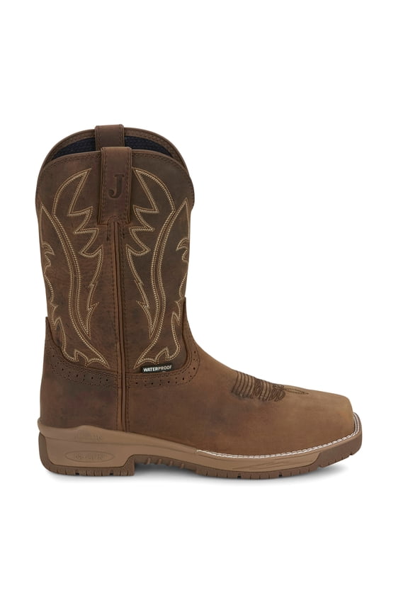 Boot Company Men`s Justin Commander 11In Soft Toe Work Boot Brown 9 D
