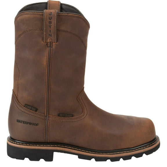 Justin Original Workboots Mens Pulley 10 Inch Waterproof Met Guard Composit