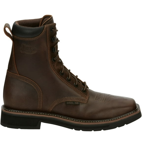 Justin Men's Pulley Lace-Up Work Boot Steel Toe Brown 6.5 D(M) US