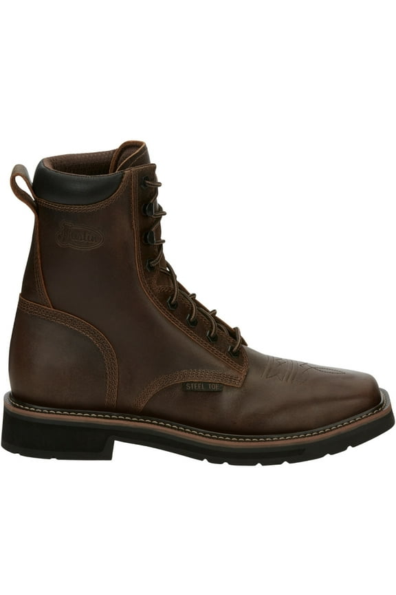Men's Pulley Lace-Up Work Boot Steel Toe Brown 13 EE US