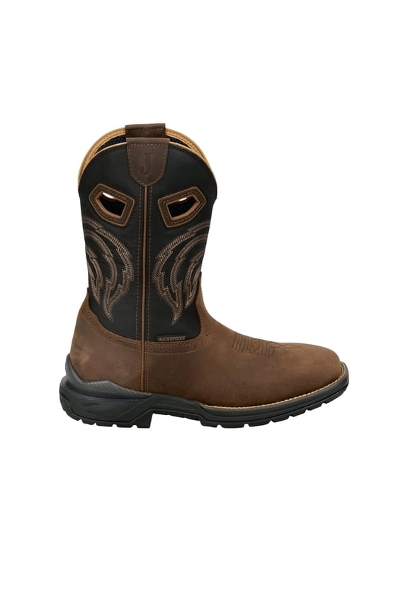 Boot Company Men`s Justin Slickline 11In H20 Brown Nano Comp Square Toe Work Boot Brown 9 D
