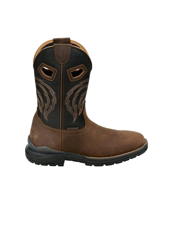 Boot Company Men`s Justin Slickline 11In H20 Brown Nano Comp Square Toe Work Boot Brown 10.5 D