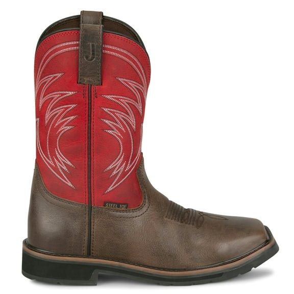 Justin Original Workboots Mens Stampede Apprentice 11 Inch Embroidered Slip